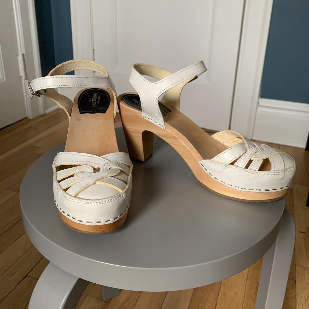 Swedish Hasbeens Cross-Strap Sky High Sandal Clogs